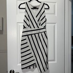 Asymmetric black/white dress